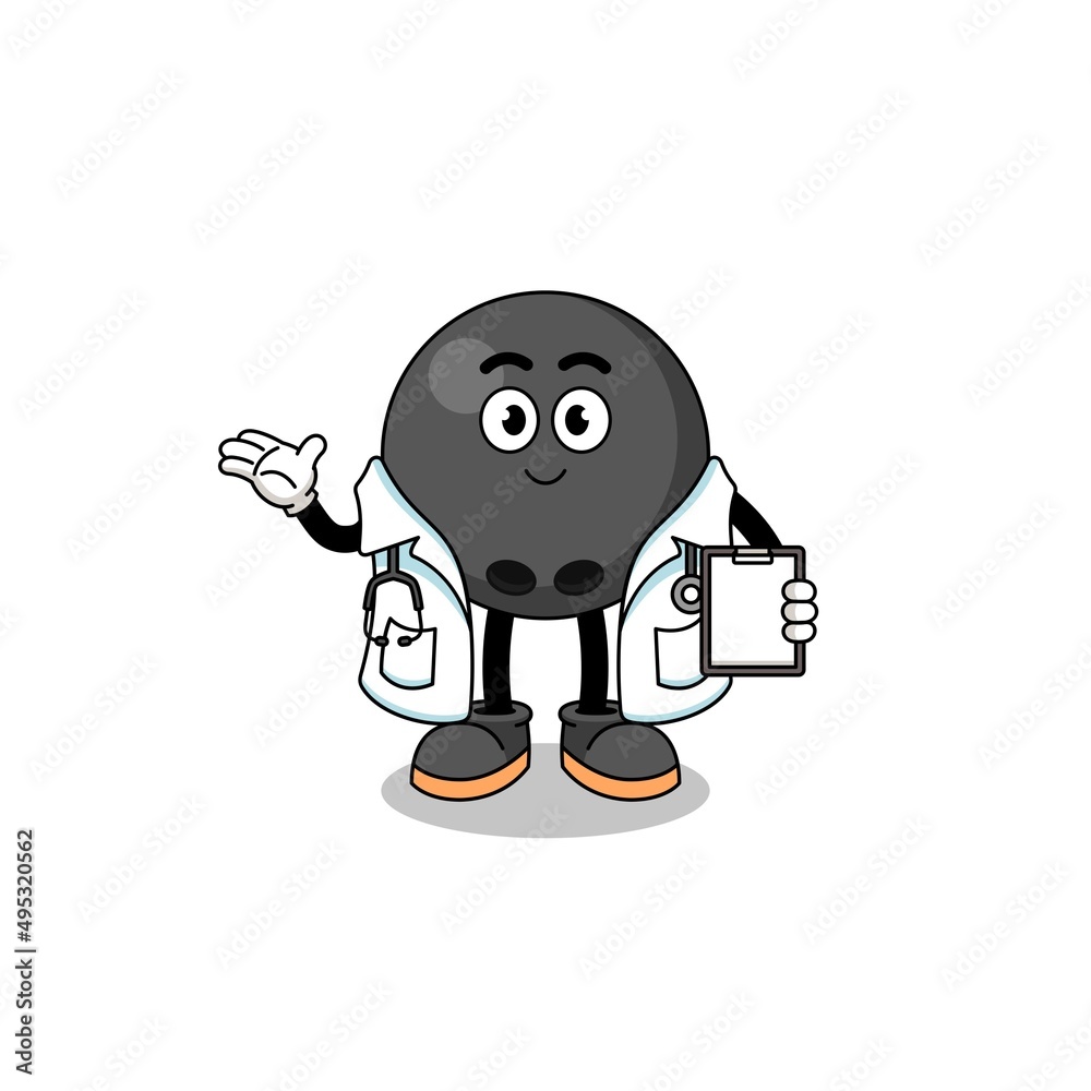 Cartoon mascot of bowling ball doctor Cartoon mascot of bowling ball doctor