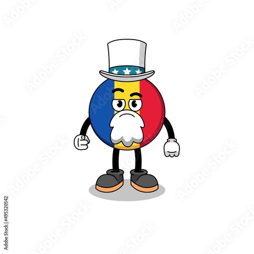 Illustration of romania flag cartoon with i want you gesture