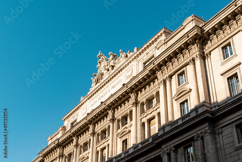 Obraz na płótnie Rome, Italy - October 01 2019: Close up of the roof of the Italian Cassa Depositi e prestiti in Rome, with statues w salonie