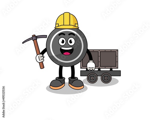 Mascot Illustration of hockey puck miner