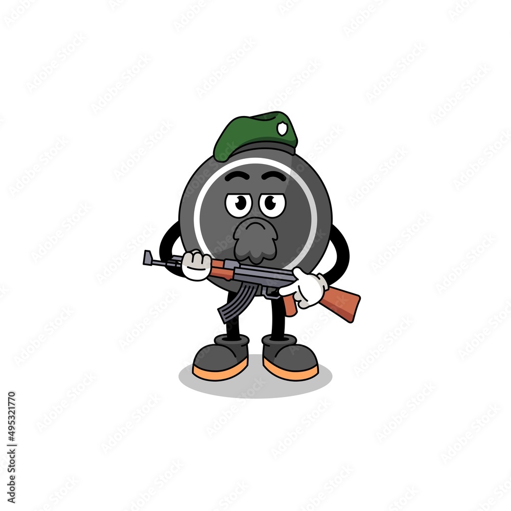 Character cartoon of hockey puck as a special force Character cartoon of hockey puck as a special force