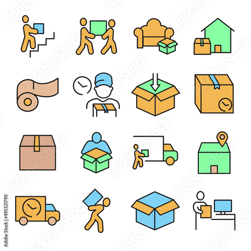 Moving Service icons set . Moving Service pack symbol vector elements for infographic web