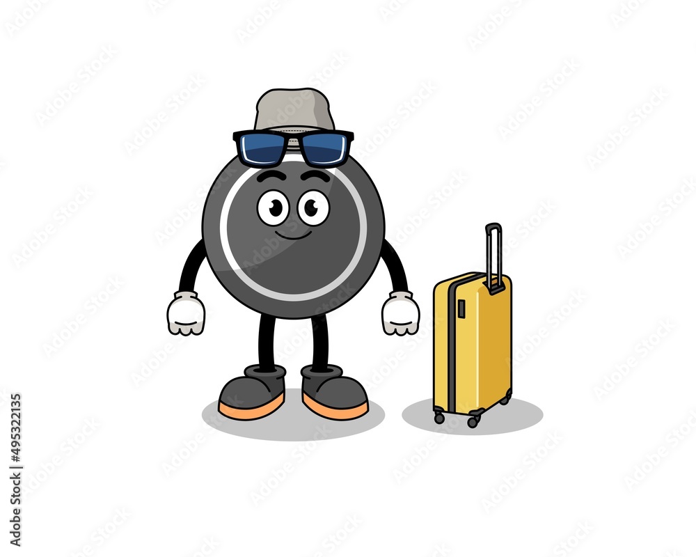 hockey puck mascot doing vacation hockey puck mascot doing vacation