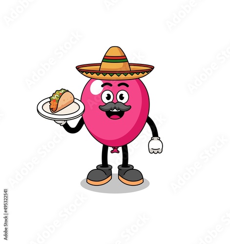 Character cartoon of balloon as a mexican chef