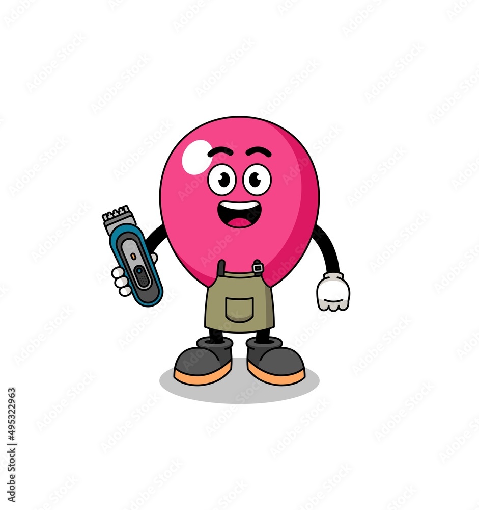 Cartoon Illustration of balloon as a barber man
