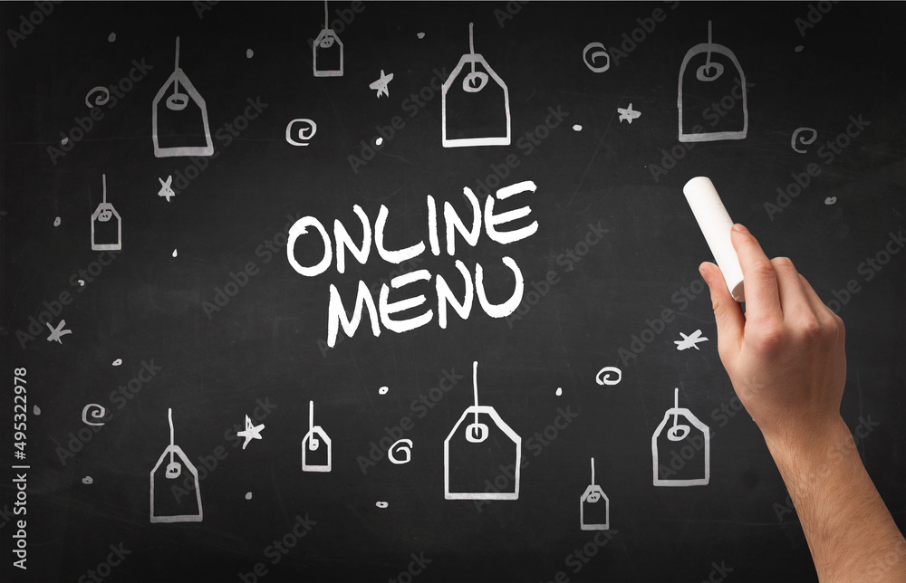 Hand drawing online shopping concept