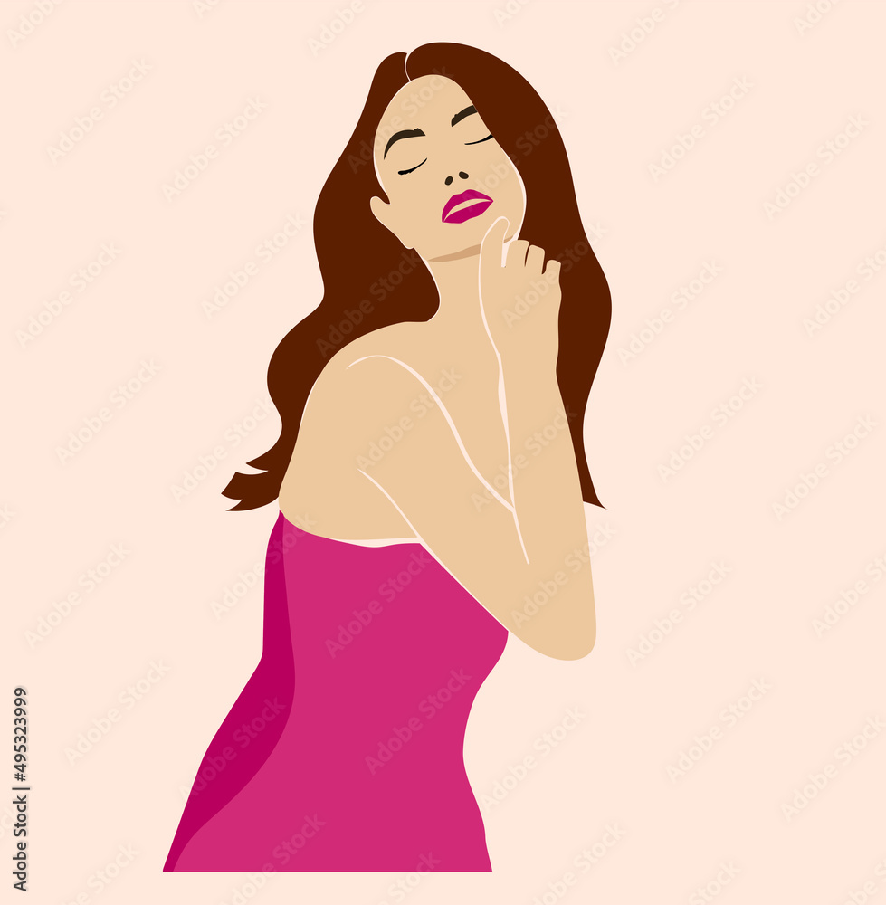 Beautiful young women. Female portrait for card or t-shirt. Vector modern flat illustration, avatar for a social network Beautiful young women. Female portrait for card or t-shirt. Vector modern flat illustration, avatar for a social network