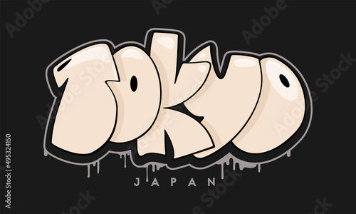 Tokyo graffiti style hand drawn lettering. Decorative vector text .