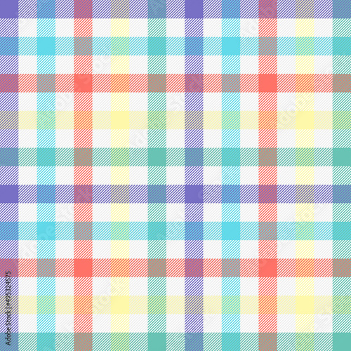 Easter Tartan plaid. Scottish pattern in colorful cage. Scottish cage. Traditional Scottish checkered background. Seamless fabric texture. Vector illustration