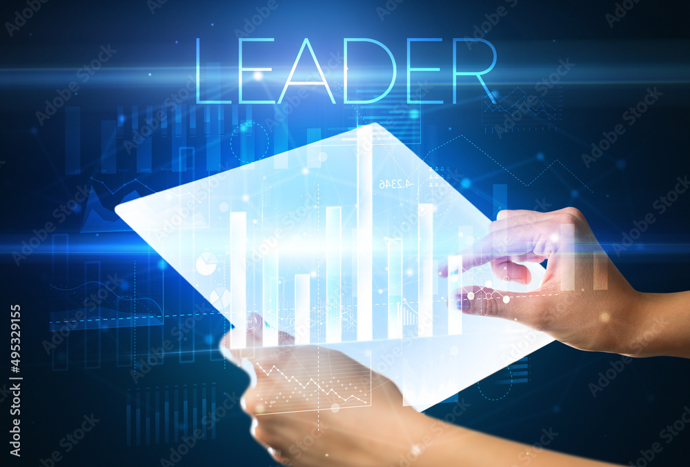 Hand holding futuristic, business concept