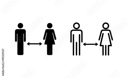 Social distancings vector. social distance sign and symbol. self quarantine sign