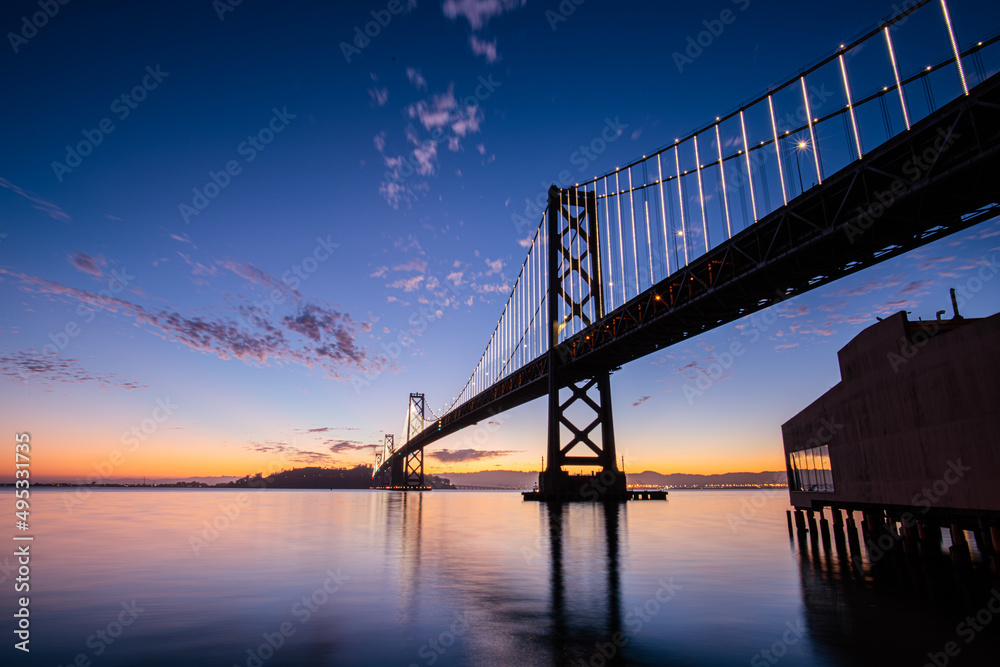 Neowise comet over bay bridge, san francisco