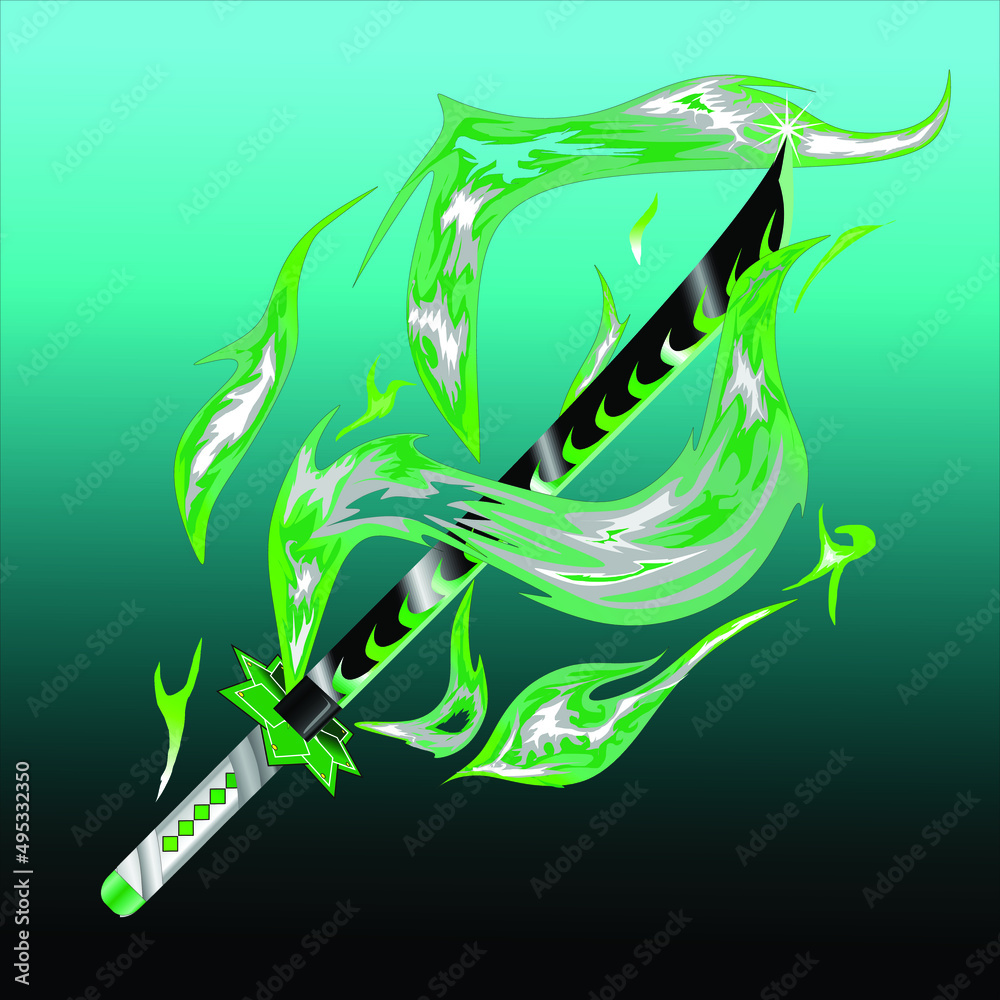 illustration vektor graphic of sword from anime demon slayer, the owner