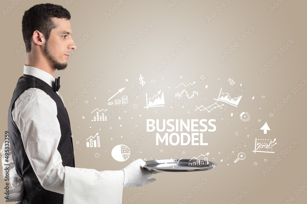 Waiter serving business idea concept Waiter serving business idea concept