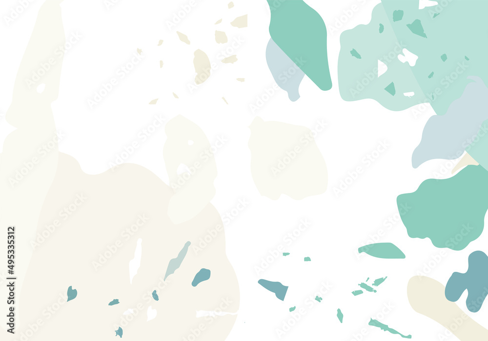 Terrazzo modern abstract template. Green and grey