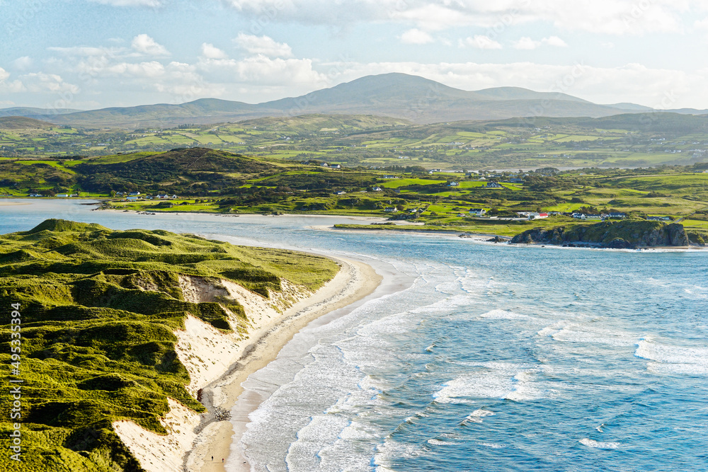 Five Finger Strand and the Dunes of Lagg, Trawbreaga Bay, Inishowen Donegal, Ireland. Dunes here are tallest in Europe. On Wild Atlantic Way trail