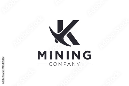 Letter K Mining logo icon design template vector illustration