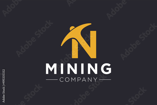 Letter N Mining logo icon design template vector illustration