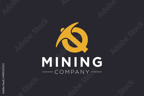 Letter Q Mining logo icon design template vector illustration
