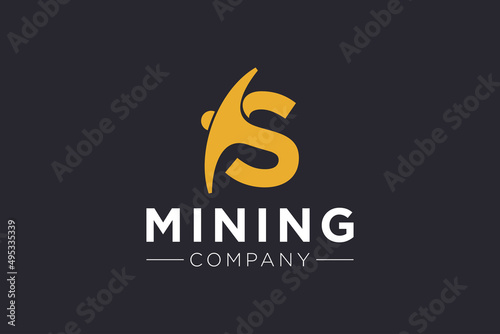 Letter S Mining logo icon design template vector illustration