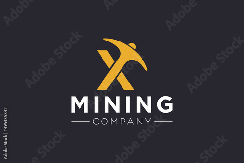 Letter X Mining logo icon design template vector illustration