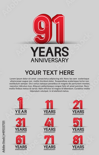 set anniversary logotype premium collection red color on white background
