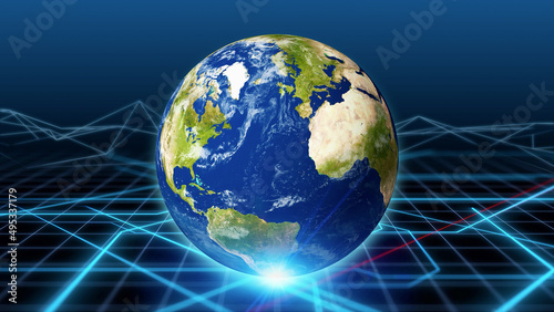 Earth and electronic circuits. Global network.