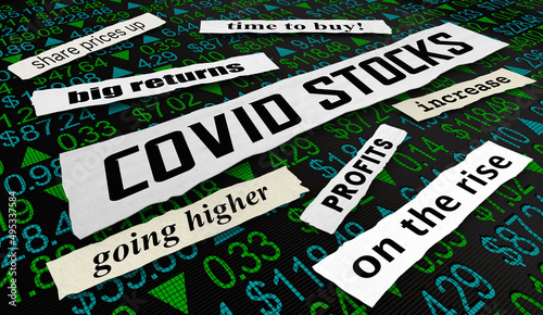 Covid Stocks News Headlines Health Industry Sector Rise Coronavirus 3d Illustration