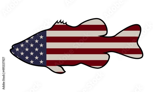 american bass flag vector isolated on white backgrond