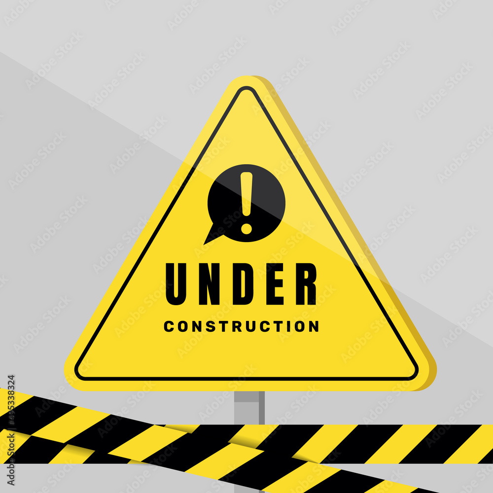 Yellow under construction flat sign. - Vector. Yellow under construction flat sign. - Vector.