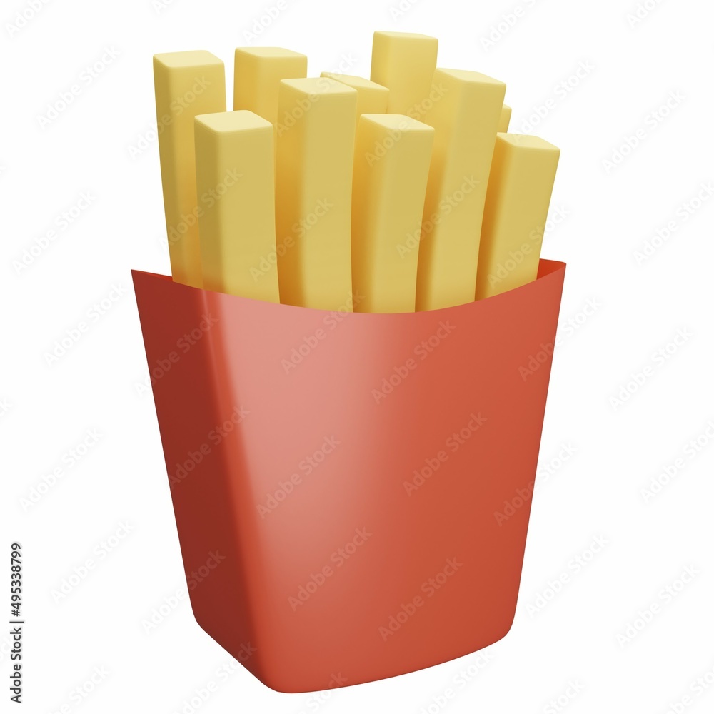 3D Render Simple Object French fries illustration 3D Render Simple Object French fries illustration