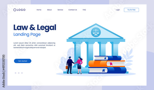 law firm and legal services concept, lawyer consultant, judicial, judge flat illustration vector landing page