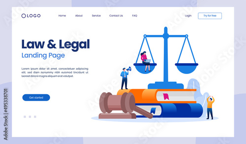 law firm and legal services concept, lawyer consultant, judicial, judge flat illustration vector landing page