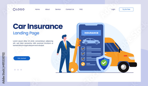 Financial insurance, car insurance, agent insurance protection concept, umbrella, healthcare, landing page flat illustration vector template banner