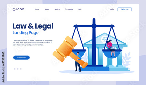 law firm and legal services concept, lawyer consultant, judicial, judge flat illustration vector landing page
