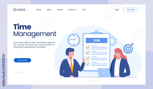 Business time management, deadline concept, planner, start up flat vector illustration landing page template