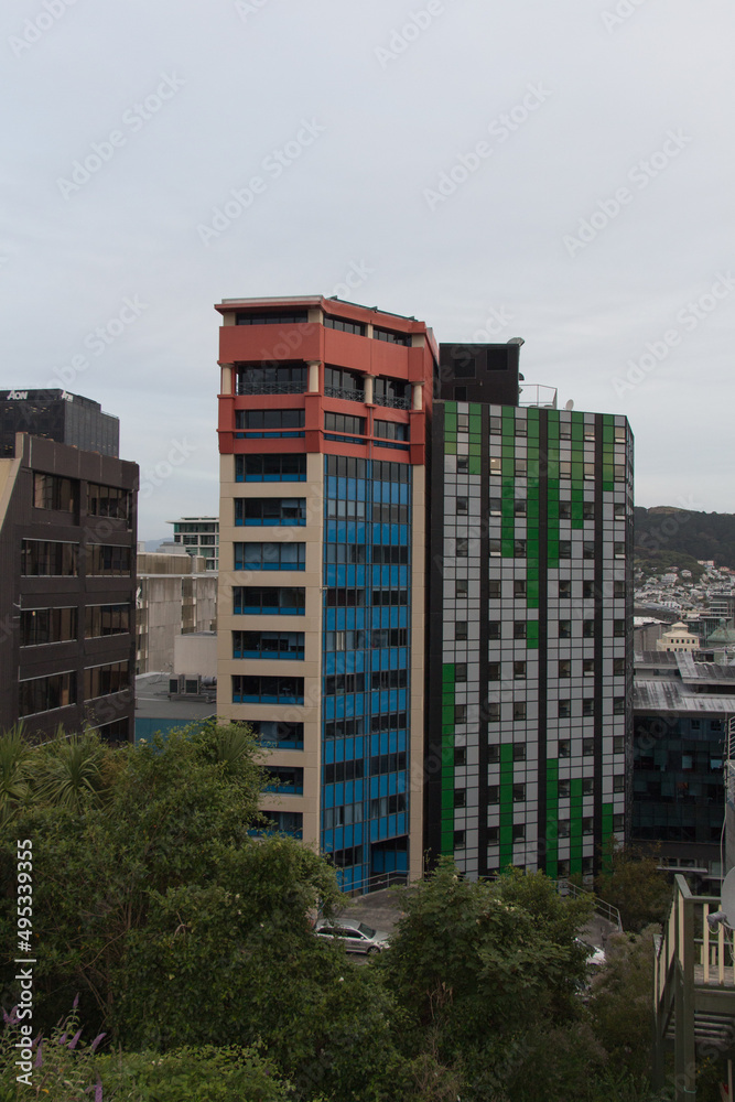 Urban view, skyscrapers in Wellington, New Zealand. Urban view, skyscrapers in Wellington, New Zealand.