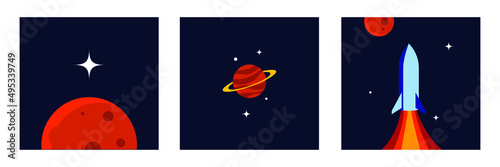 Set of space badges, patches, emblems, badges and labels. galaxy exploration and astronaut mission vector design.
