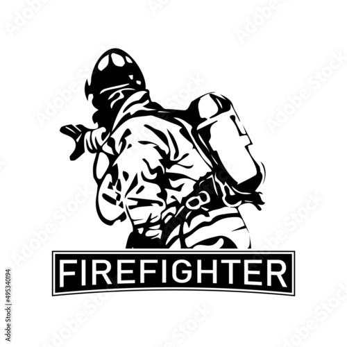 firefighter illustration sketch design icon logo vector