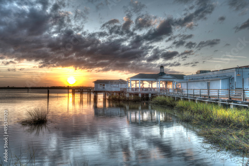 sunset over the wharf