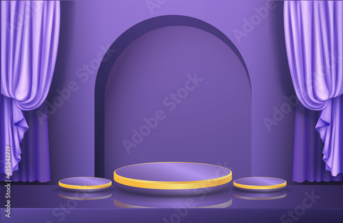 purple curtains elegant background, vintage frame.