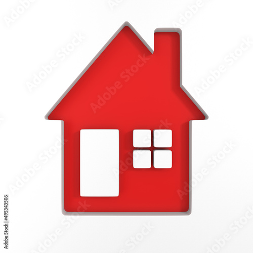 red house on white background. Isolated 3d illustration