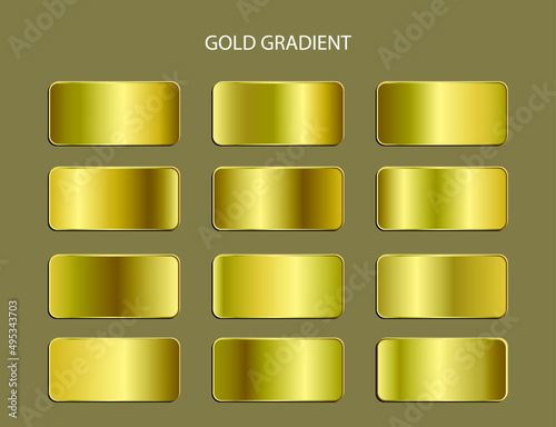 yellow gold color gradient set collection. design element