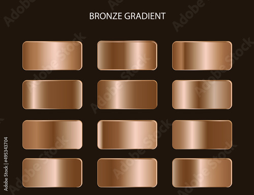 shiny bronze metallic gradient set collection design element