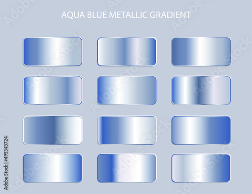 soft aqua blue metallic color gradient set collection design element