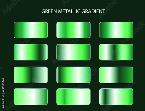 elegant green metallic color gradient set collection design element