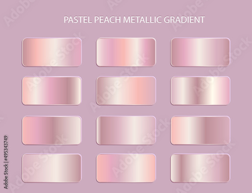 elegant soft peach metallic color gradient set collection design element