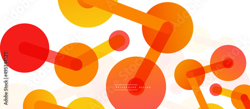 Abstract background. Round dots connected by lines. Trendy techno business template for wallpaper, banner, background or landing