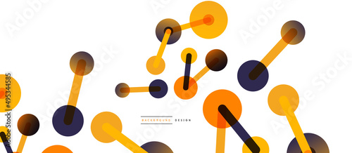 Abstract background. Round dots connected by lines. Trendy techno business template for wallpaper, banner, background or landing
