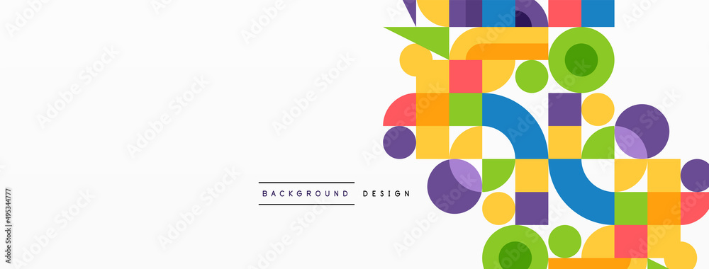 Minimal geometric abstract background. Circle square and triangle design. Trendy techno business template for wallpaper, banner, background or landing